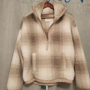 Abercrombie Cinched Cocoon Sherpa Half-Zip SMALL